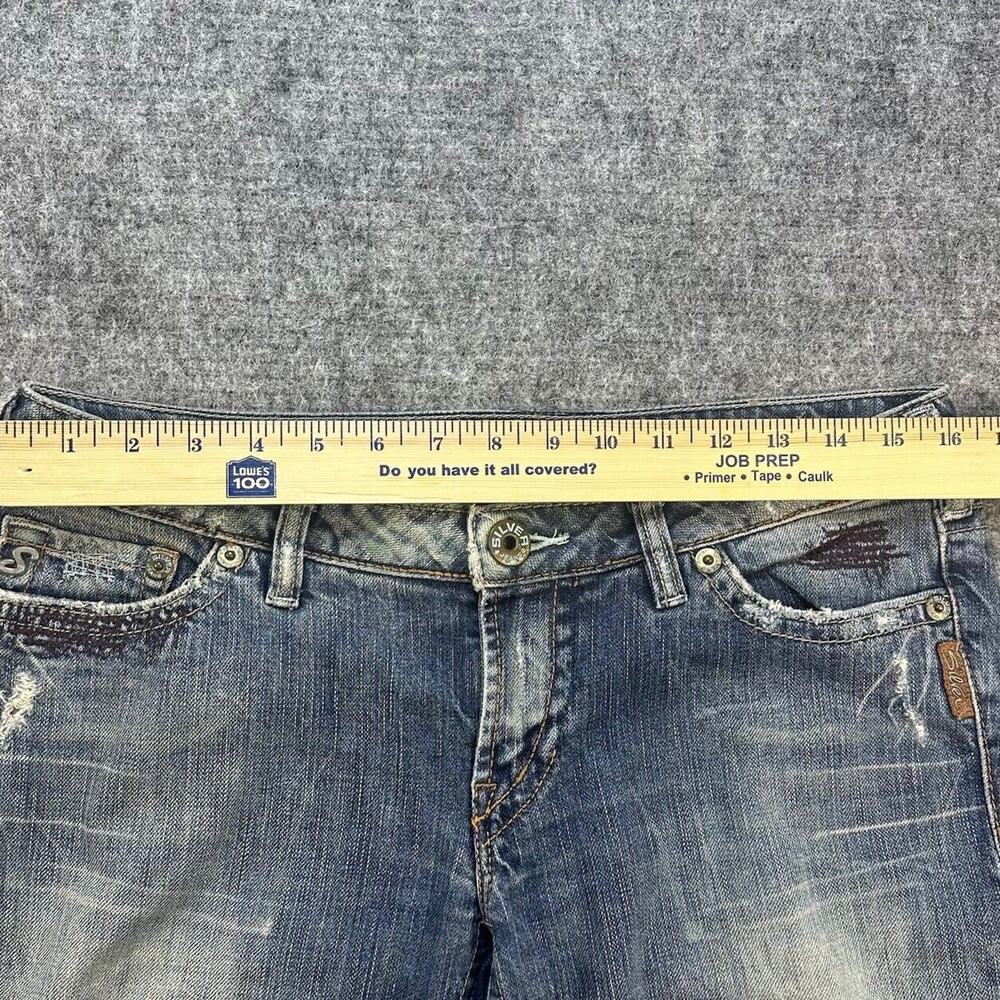 Silver Low Rise Jeans Women 29 Flare Low Rise Distressed Nice Fading 32x30 - Picture 10 of 16